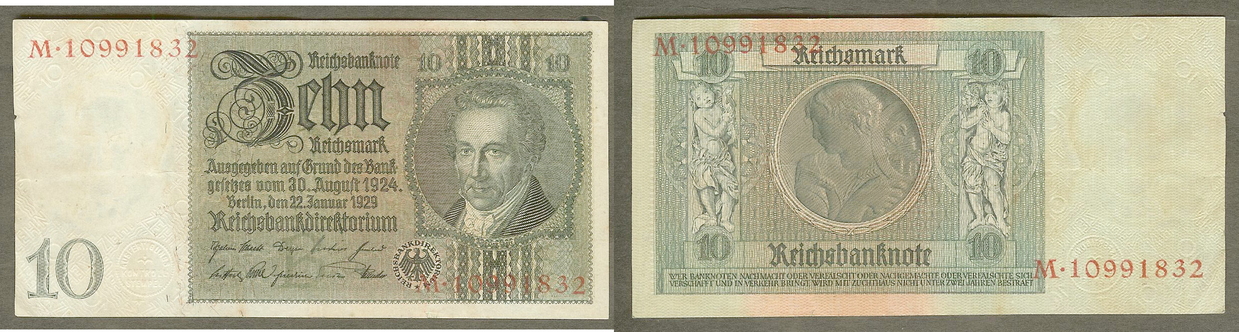 Germany 10 reichsmark 22.1.1929 EF